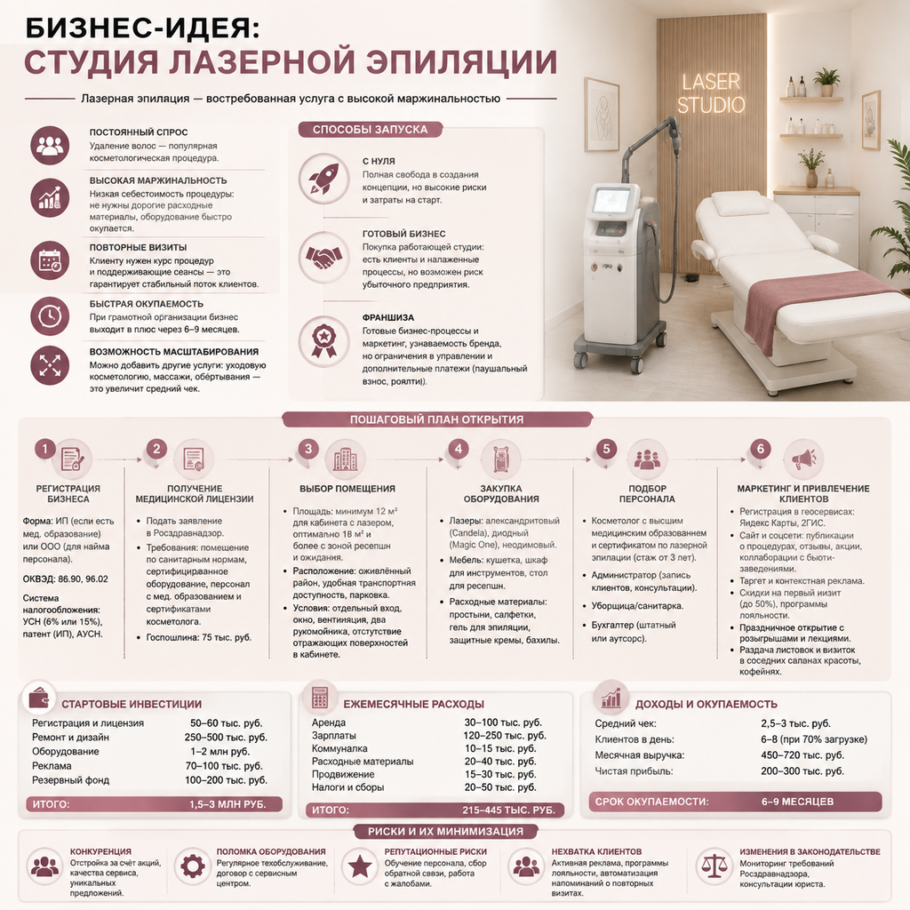 Лазерная эпиляция — востребованная услуга с высокой маржинальностью