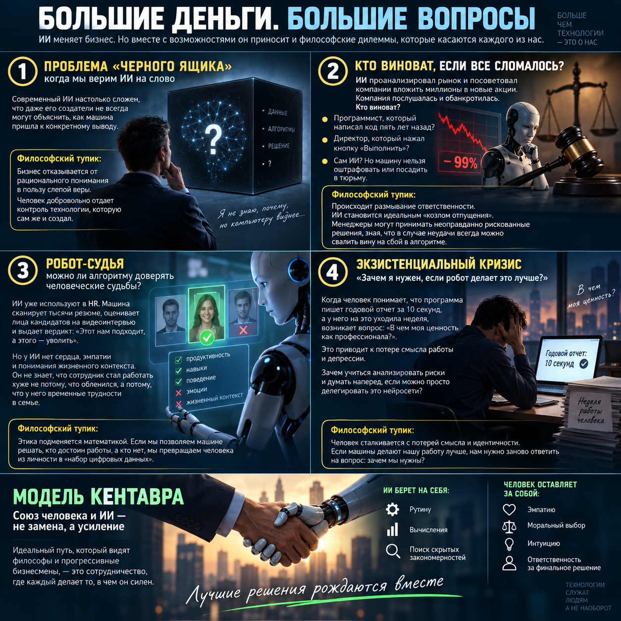 Кто босс — менеджер или алгоритм? Философия ИИ в бизнесе на пальцах