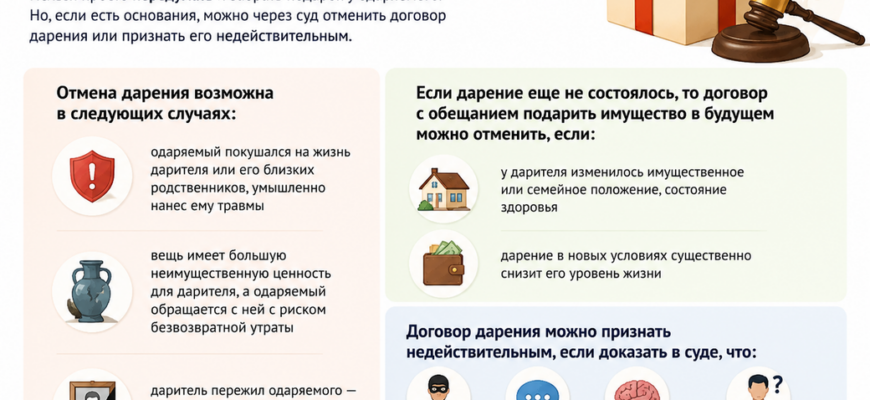Можно ли забрать подаренное жилье или транспортное средство обратно?