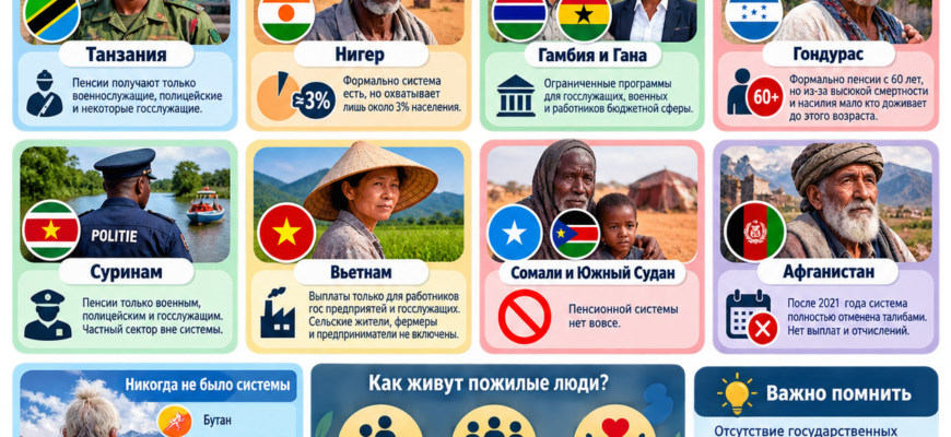 Некоторые страны, в которых нет пенсий по старости от государства