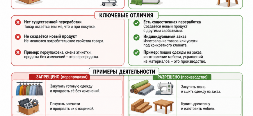 Как отличить перепродажу от производства товара на НПД?