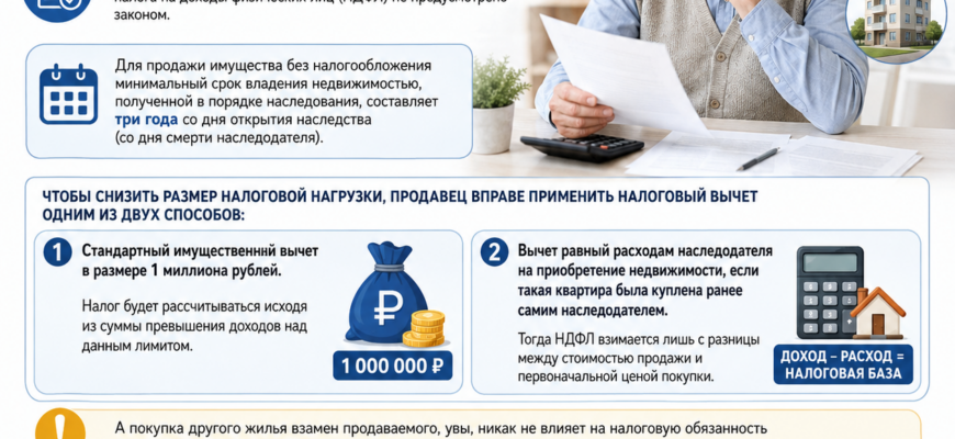 Налог с продажи квартиры по наследству для пенсионеров