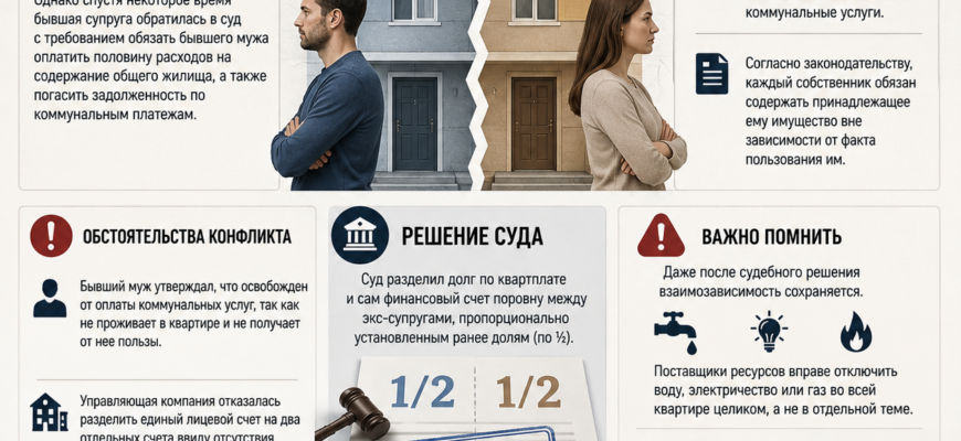 О разделе квартиры между супругами и коммунальных платежах