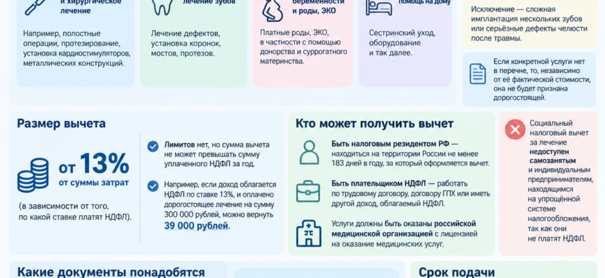 Налоговый вычет по НДФЛ можно получить за дорогостоящее лечение